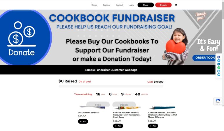 Getting the Most From Your Cookbook Fundraising Homepage