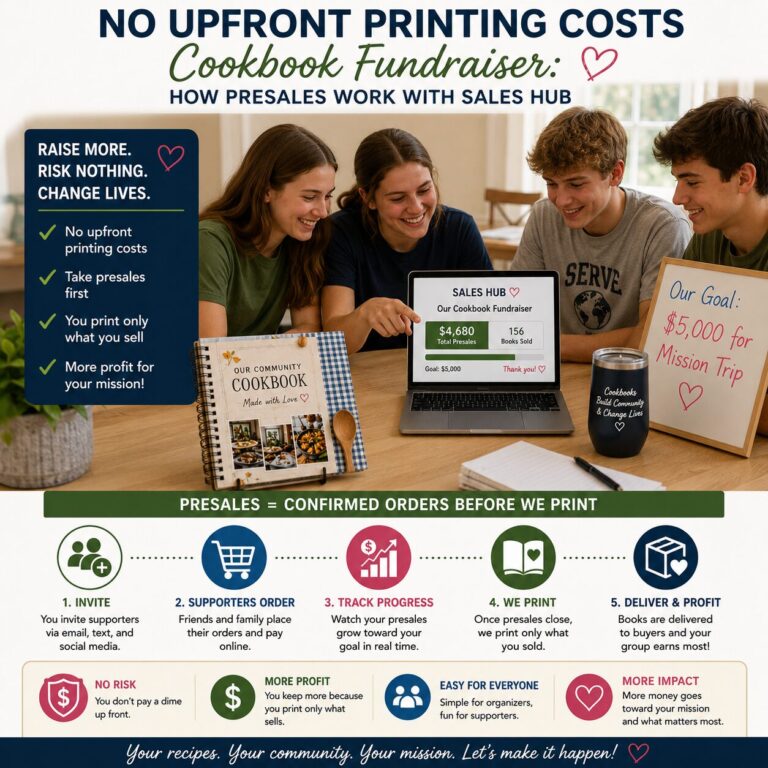 “No Upfront Printing Costs” Cookbook Fundraiser: How Presales Work with Sales Hub
